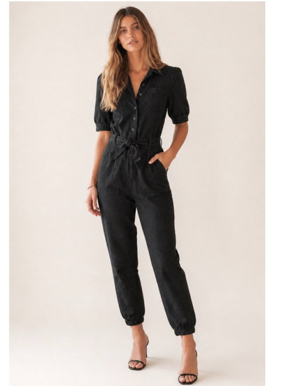 Paige Denim Jumpsuit Black Chic Capsule Size 0